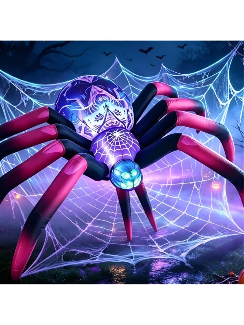 8FT Halloween Inflatable Decorations Spider, Build-in LED Lights Holiday Blow - Picture 6 of 6